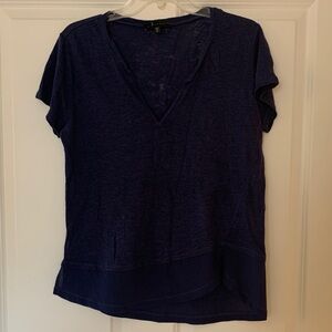 Sanctuary Navy V-Neck Short Sleeve Layered Hem Top